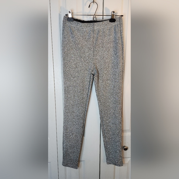 unlabeled Other - NWOT Set Of Two Pairs Of Shimmery Glittery Leggings Medium Gray Silver Black